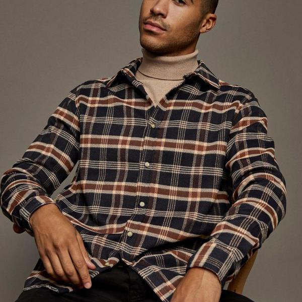有名な高級ブランド カジュアルシャツ トップマン Topman Topman ネイビーのトップマンブラッシュドチェックシャツ トップス メンズ 男性 インポートブランド 小さいサイズから大きいサイズまで Ecologbrasil Ind Br