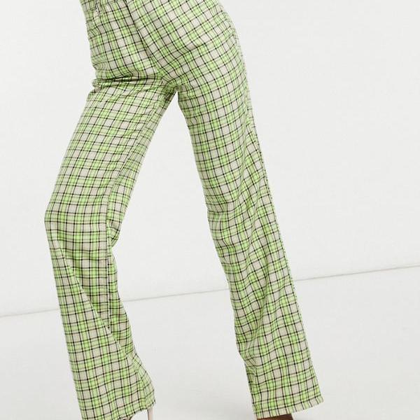 楽天市場 エイソス Asos Asos Asos Designハイウエストフレアパンツ ライムグリーンチェック パンツ ボトム レディース 女性 インポートブランド 小さいサイズから大きいサイズまで セレクトショップ Diva Closet