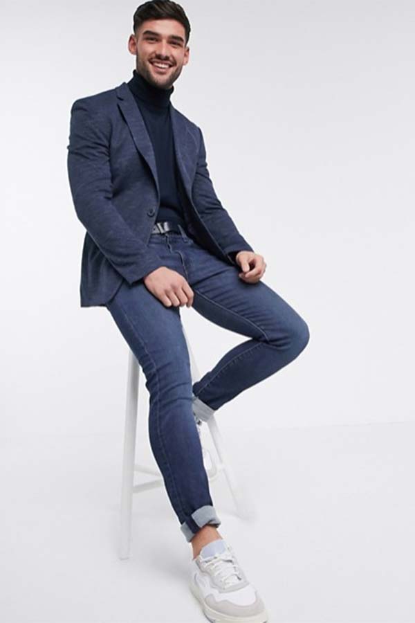 楽天市場 Asos Design スキニー カジュアル ブレザー ブルー ジャケット メンズ 男性 代 30代 40代 ファッション コーディネート セレクトショップ Diva Closet