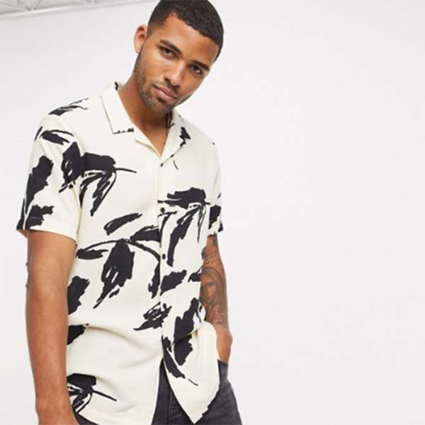 ラッピング不可 コーディネート ファッション 40代 30代 代 小さいサイズから大きいサイズまで 男性 メンズ トップス シャツ プリント リーフ アブストラクト ピンク リベール レギュラー Design Asos As Quintalafrancisca Com