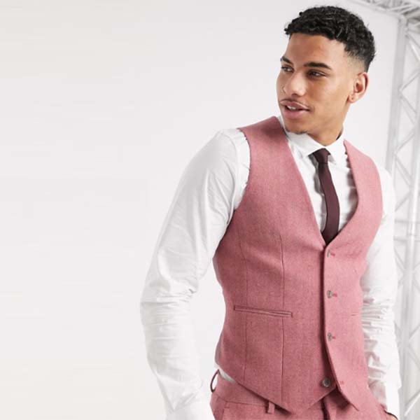 最新の激安 Asos Design ウェディング ピンク ウール ブレンド ヘリンボーン スーパー スキニー スーツ チョッキ ベスト メンズ 男性 代 30代 40代 ファッション コーディネート 絶対一番安い Kingswayschools Com