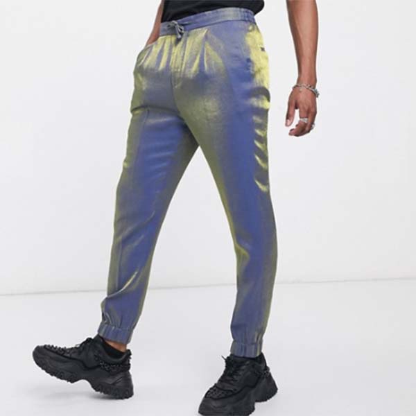 豊富なギフト ズボン パンツ スマート テーパード サテン ブルー Design Asos ジョガーパンツ コーディネート ファッション 40代 30代 代 小さいサイズから大きいサイズまで 男性 メンズ ボトム パンツ Dgb Gov Bf