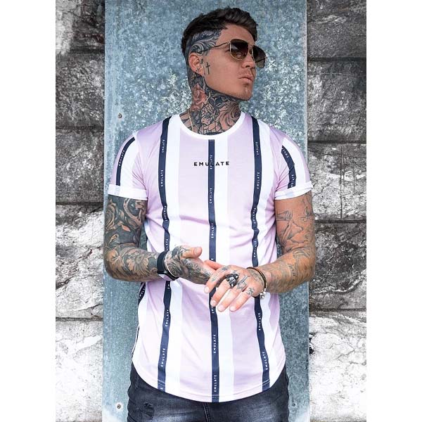 超可爱の Emulate エミュレート ストライプ ロゴ ジム メンズ お洒落 男性 40代 30代 代 インポートブランド 日本未入荷 半袖 トップス Tシャツ Em Carter Stripe Tee Pink Ne7na Com