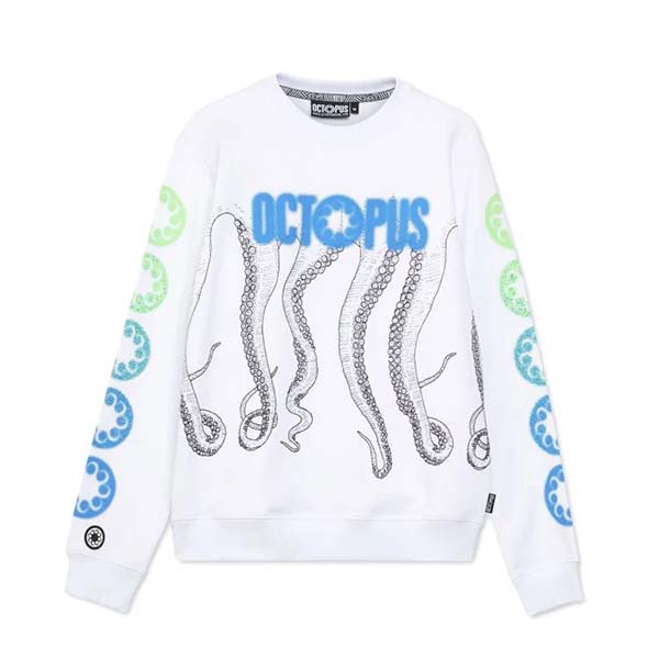 Octopus オクトパス タコ スウェット トレーナー ロゴ プリント トップス 長袖 日本未入荷 インポートブランド ウェア 高身長 フーディー ジム スポーツ ヨガ Bla Org Bw