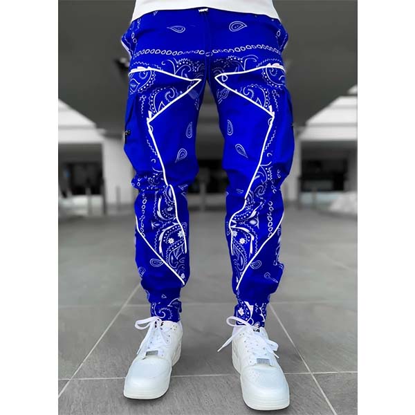 スイス発 Guapi ブルー ペイズリー カーゴパンツ メンズ ジョガーパンツ トラックパンツ スウェット パンツ ボトムス スリムフィット インポート ブランド 日本未入荷 大きいサイズあり メンズカジュアル ジムウェア スポーツウェア トレーニング ジム 高評価なギフト