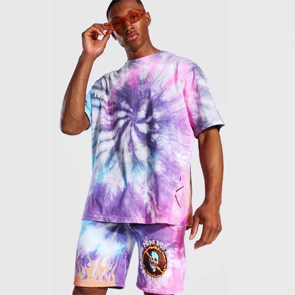 Boohoo ブーフー タイダイ Tシャツ カーゴショートパンツセット シャツ トップ パンツ セットアップ 上下 ブランド トラックスーツ スウェット インポートブランド ランニング ジム スポーツ 小さいサイズ 大きいサイズあり メンズ ファッション フィットネス Andapt Com