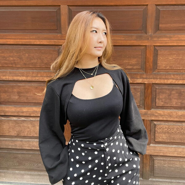 バルーン袖　クロップ丈　トレーナー 長袖 トレーナー セクシー トップス 長そで スウェット ラフ 長袖 トップス スポカジ HIPHOP ダンス 衣装 ジムウェア 大きいサイズ 【DIVAオリジナル】｜セレクトショップ　Diva　Closet