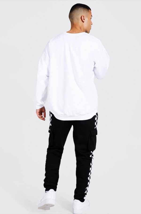 Boohoo ブーフー チェッカーボード サイド パネル付き カーゴ ジョガーパンツ スウェットパンツ パンツ インポートブランド ランニング ジム スポーツ 小さいサイズ 大きいサイズあり メンズ ファッション 代 30代 40代 50代 プレゼント 誕生日 贈答品 贈物