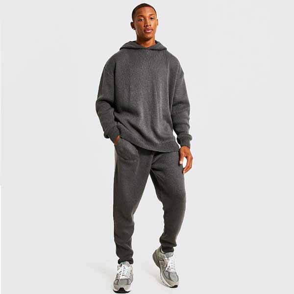 Boohoo ブーフー ニット素材 フード パーカー ジョガーパンツ スウェットパンツ トラックスーツ セットアップ 2ピース 上下 ブランド トラック スーツ スウェット インポートブランド ランニング ジム スポーツ 小さいサイズ 大きいサイズあり メンズ ファッション