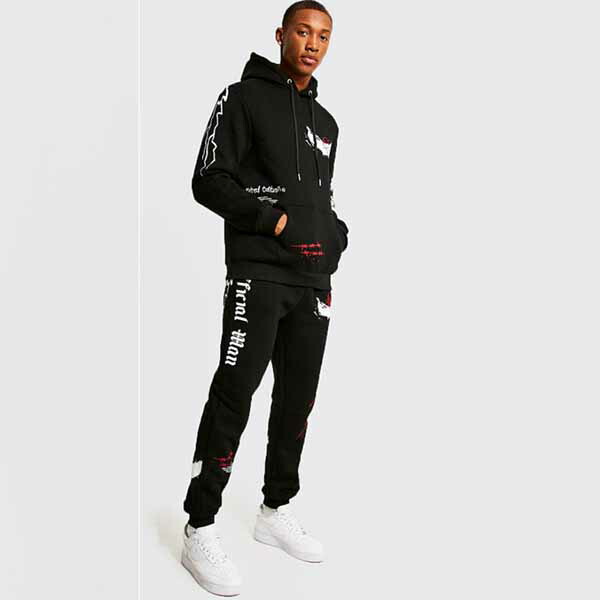 Boohoo ブーフー プリント フード パーカー ジョガーパンツ スウェットパンツ トラックスーツ セットアップ 2ピース 上下 ブランド トラックスーツ スウェット インポートブランド ランニング ジム スポーツ 小さいサイズ 大きいサイズあり メンズ ファッション Ipag Org