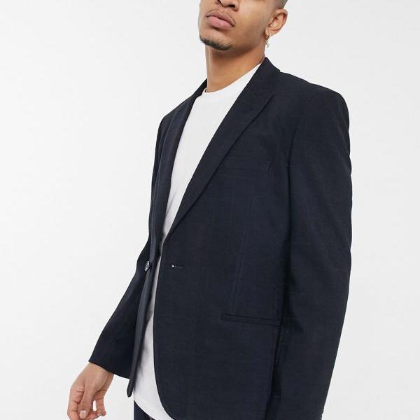 話題の行列 コート ジャケット エイソス Asos 小さいサイズから大きいサイズまで インポートブランド 男性 メンズ アウター Asosdesignスキニースーツジャケットツイルウィンドウペインチェックインネイビー Asos Www Alidineinn Com Au