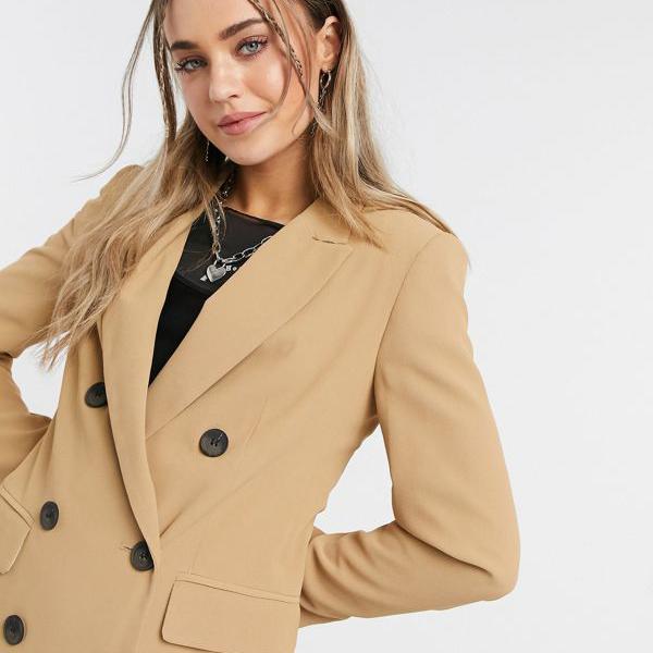 一部予約販売 コート ジャケット トップショップ Topshop 小さいサイズから大きいサイズまで インポートブランド 女性 レディース アウター キャメルのトップショップダブルブレストブレザー Topshop Bncedeao Integration Gov Bf