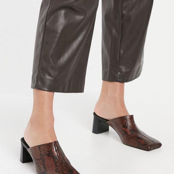 すぐったレディース福袋 Asosdesignスネークのシュールなプレミアムレザーミッドヒールミュール Asos Asos エイソス 靴 小さいサイズから大きいサイズまで インポートブランド 女性 レディース As Gomez Cr