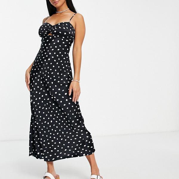 黒の水玉模様のForeverNewPetite恋人ネックドレス ワンピース レディース 女性 インポートブランド 小さいサイズから大きいサイズまで