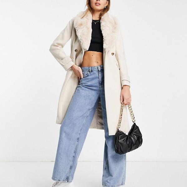 【楽天市場】フォーエバーニュー Forever New Forever New ロングライン フェイク ファー ミディ コート、ライト