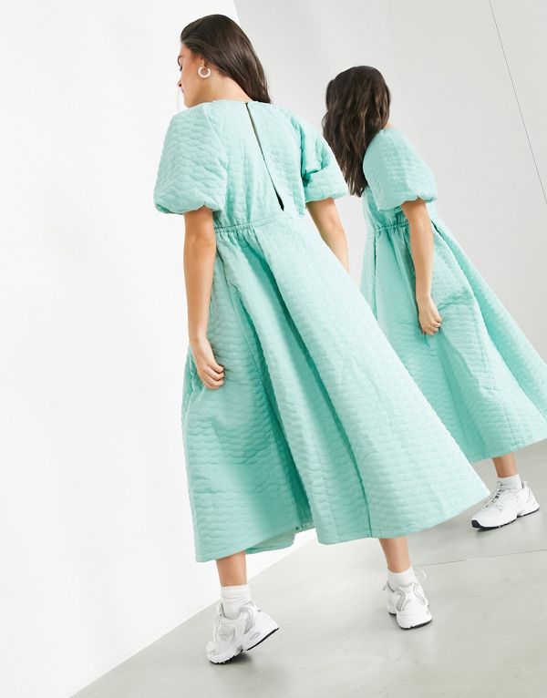 エイソス Asos Asos Asoseditionキルティングミディドレス セージ緑色 ワンピース レディース お上さん インポートブランド 小さい大いさから大幅サイズまで Odeftg Com