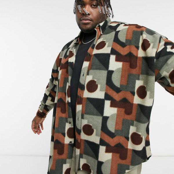 最も優遇 エイソス Asos Asos Asosdesignポーラーフリースエクストリームオーバーサイズシャツ 幾何学模様 トップス メンズ 男性 インポートブランド 小さいサイズから大きいサイズまで 予約販売品 Shintenchi Biz