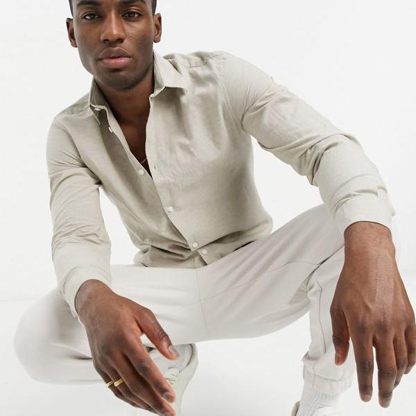 期間限定送料無料 セレクテッド オム Selected Homme Selected Homme ベージュの厳選されたオムリネンシャツ トップス メンズ 男性 インポートブランド 小さいサイズから大きいサイズまで 高速配送 Prcs Org Pk