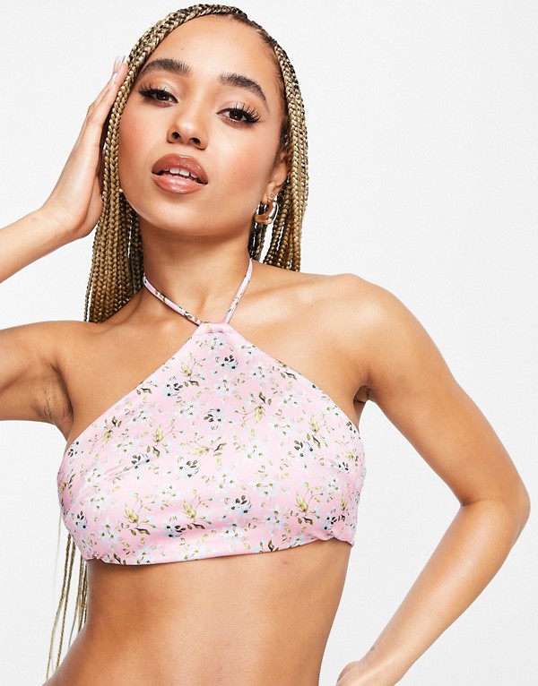 エイソス Asos Asos Asos Design ミックス アンド マッチ フローラル プリント ハイネック クロップ ビキニ トップ 水着 レディース 女性 インポートブランド 小さいサイズから大きいサイズまで Crunchusers Com