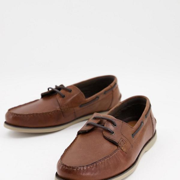 エイソス Asos Asos Asos Designボートシューズ ブラウンレザー ガムソール 靴 メンズ 男性 インポートブランド 小さいサイズ から大きいサイズまで Andapt Com