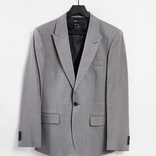 エイソス Asos Asos Asos Design チャコールクロスハッチ スリムスーツジャケット アウター メンズ 男性 インポートブランド 小さいサイズから大きいサイズまで Butlerchimneys Com