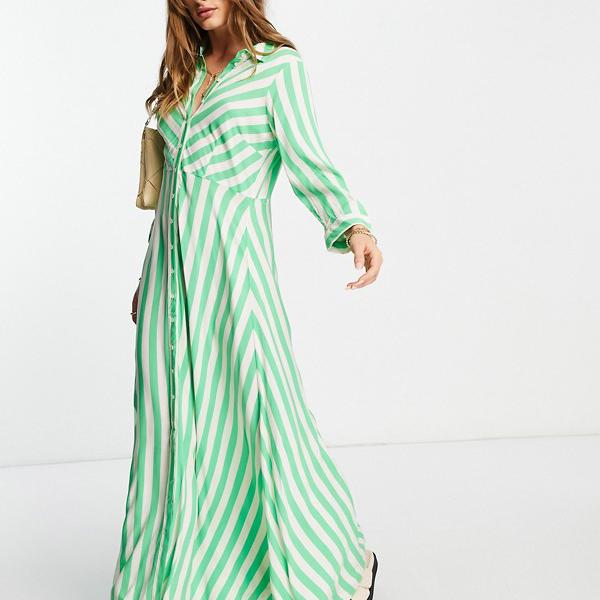 【楽天市場】Y.A.S Y.A.Sストライプマキシシャツドレス（グリーン） ワンピース レディース 女性 インポートブランド 小さいサイズから