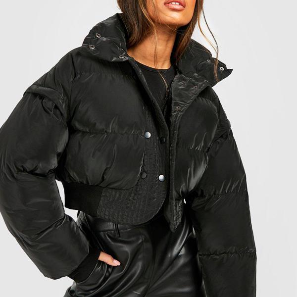 コート ジャケット Boohoo ブーフー Boohoo デタッチャブルスリーブクロップパファー アウター レディース 女性 インポートブランド 小さいサイズから大きいサイズまで 代 30代 40代 プレゼント 誕生日 セレクトショップ Diva Closet