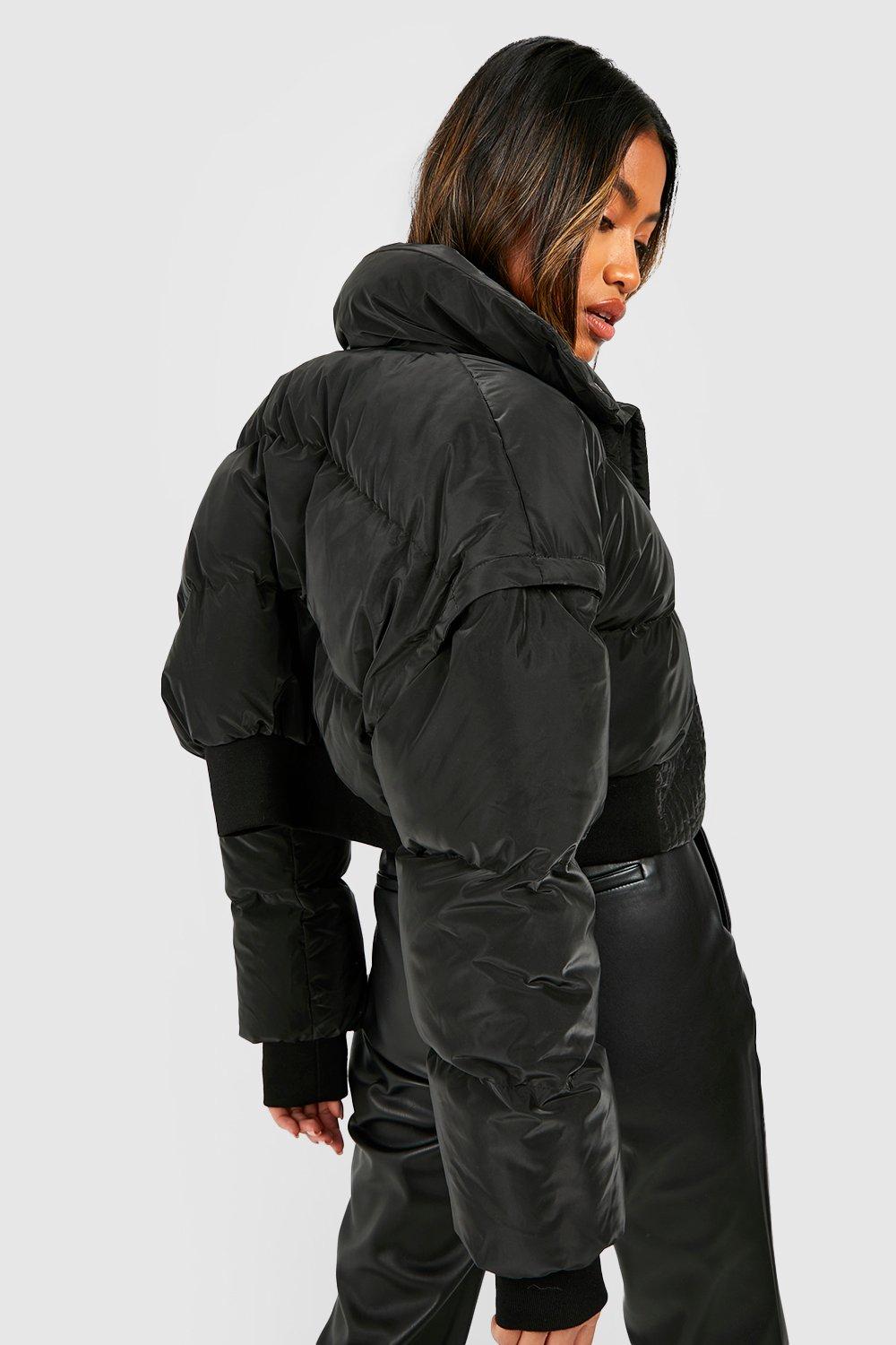 コート ジャケット Boohoo ブーフー Boohoo デタッチャブルスリーブクロップパファー アウター レディース 女性 インポートブランド 小さいサイズから大きいサイズまで 代 30代 40代 プレゼント 誕生日 セレクトショップ Diva Closet