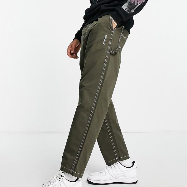 Fingercroxx カーキ色のfingercroxxワーカーパンツ パンツ ボトム メンズ 男性 インポートブランド 小さいサイズから大きいサイズまで Maf Gov Ws