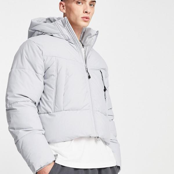 エイソス Asos Asos Asos Designのフード付きフグジャケット グレー アウター メンズ 男性 インポートブランド 小さいサイズから大きいサイズまで Novix Com