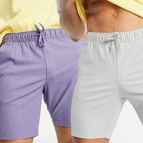 エイソス Asos Asos Asos Design 2パックスキニーチノショーツ 真西は伸縮心延えがあり ウエストは青みと火鑽りグレイでキープできます ズボン下 下つ方 メンズ 男の人 輸入物商品名 トリビアルサイズから強烈サイズまで 京都の選り抜くストアーdivacloset