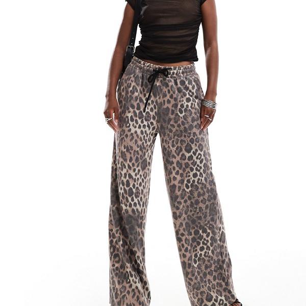 リバーアイランド River Island RIVER ISLAND リバーアイランドのヒョウ柄ワイドレッグジョガー ボトム パンツ レディース 女性 インポートブランド 小さいサイズから大きいサイズまで｜セレクトショップ　Diva　Closet