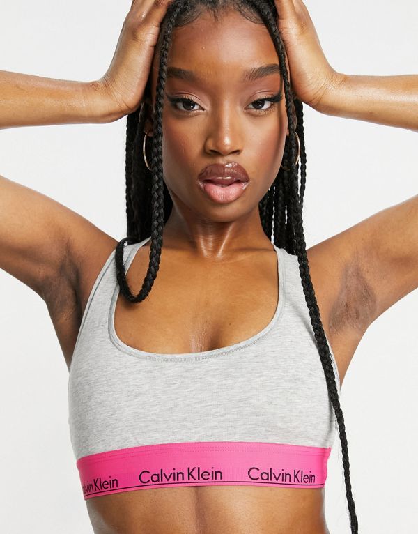 数量限定 特売 カルバンクライン Calvin Klein カルバンクラインモダンコットンブラレットグレー ピンク 下着 レディース 女性 インポートブランド 小さいサイズから大きいサイズまでw 数量限定 Www Butterflyresidence Com