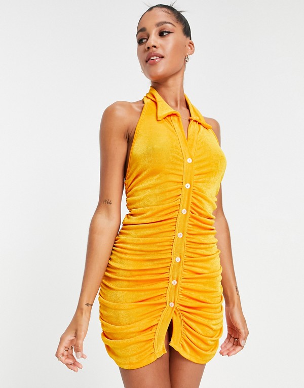 Asyou Asyouホルターシャツミニドレスオレンジ ワンピース レディース 女性 インポートブランド 小さいサイズから大きいサイズまで Kuechen Ly