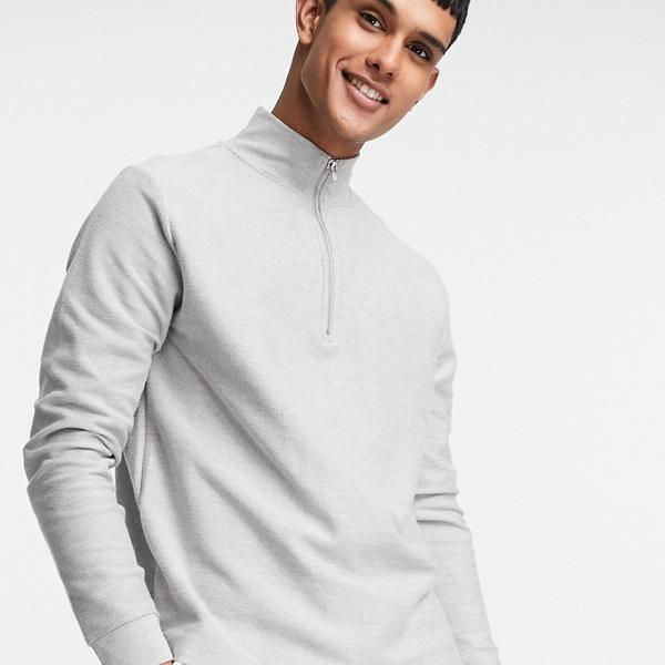 トップマン Topman Topman トップマンツイルハーフジップスウェットグレー トップス メンズ 男性 インポートブランド 小さいサイズから大きい サイズまで Smartnewsline Com