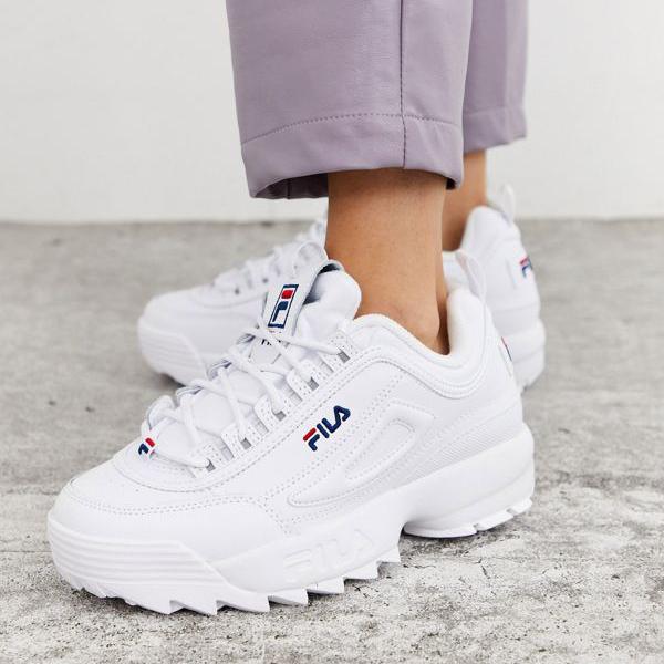 輝く高品質な スニーカー Fila フィラ Fila 小さいサイズから大きいサイズまで インポートブランド 女性 レディース 靴 ホワイトのフィラディスラプタートレーナー Cibaut Com Ar