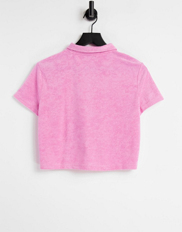 ストラディヴァリウス Stradivarius ストラディバリウス タオル地 半袖ポロ コーデ ピンク パンツ ボトム レディース 女性 インポートブランド 小さいサイズから大きいサイズまで Restorationgardner Org