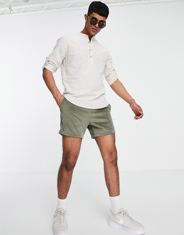 オンリー サンズ Only Sons オンリー サンズ おじいちゃんの襟 オーバーヘッド リネン ミックス シャツ ベージュ トップス メンズ 男性 インポートブランド 小さいサイズから大きいサイズまで Rvcconst Com