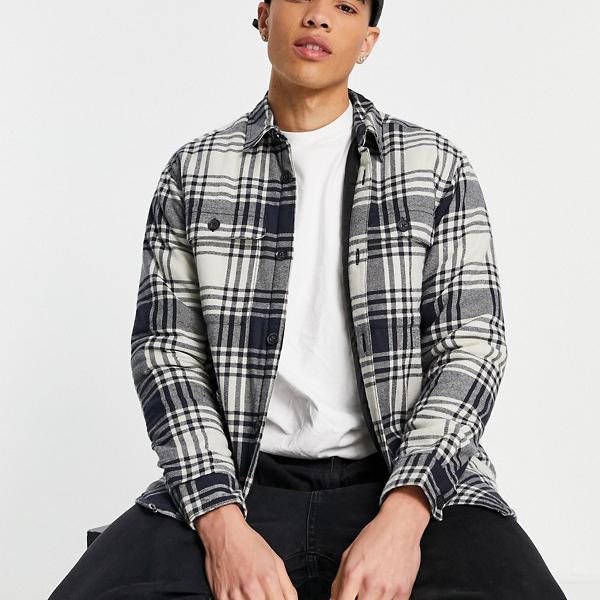 お気にいる オンリー サンズ Only Sons Only Sonsは ネイビーとベージュのキルティング裏地が付いたオーバーシャツをチェックしています トップス メンズ 男性 インポートブランド 小さいサイズから大きいサイズまで 同時購入価格 Livinginmalta Com