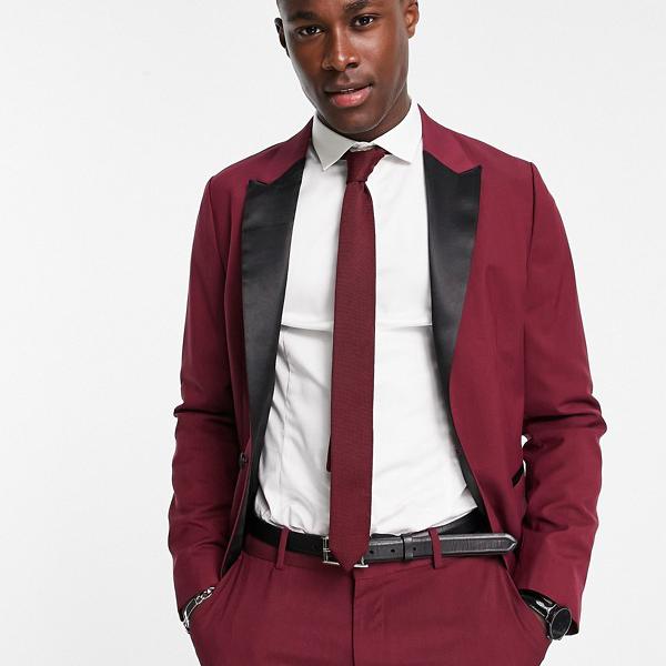 エイソス Asos Asos Asosdesignスキニータキシードスーツジャケット バーガンディ アウター メンズ 男性 インポートブランド 小さいサイズから大きいサイズまで Psicologosancora Es