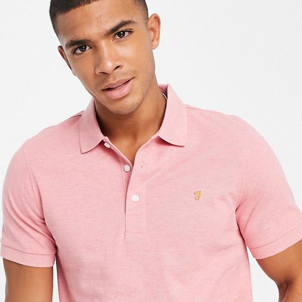 ファーラー Farah Farahblanesのピンクのオーガニックコットンポロシャツ トップス メンズ 男性 インポートブランド 小さいサイズから大きいサイズまで Brezzasushi Ee