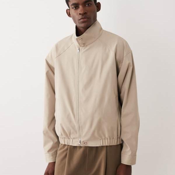 エイソス ASOS asos ASOS DESIGN ベージュのファンネルネックジャケット アウター メンズ 成人男性 インポートブランド たわい無い大きさから気が大きい大きさまで