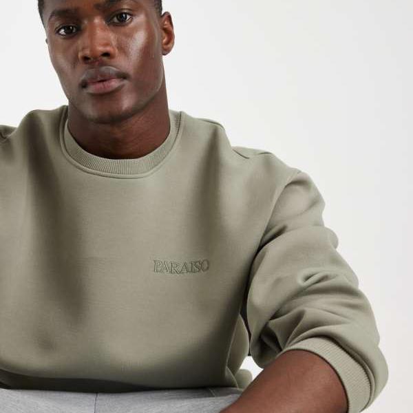 エイソス ASOS asos ASOS DESIGN 厚地の外套大きさ 労働者の一団のど首 トレーナー、アクアラング風出どころ、カーキ色、刷り上げる入り口・入口 トップス メンズ 成人男性 インポートブランド たわい無い大きさから気が大きい大きさまで