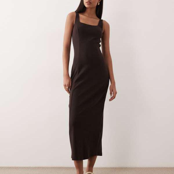 エイソス ASOS asos ASOS DESIGN 真四角素っ首 シームディテール midi御召しもの（チェス中毒者） 衣装 レディース 成人女性 インポートブランド 弱められた大きさから馬鹿でかい大きさまで