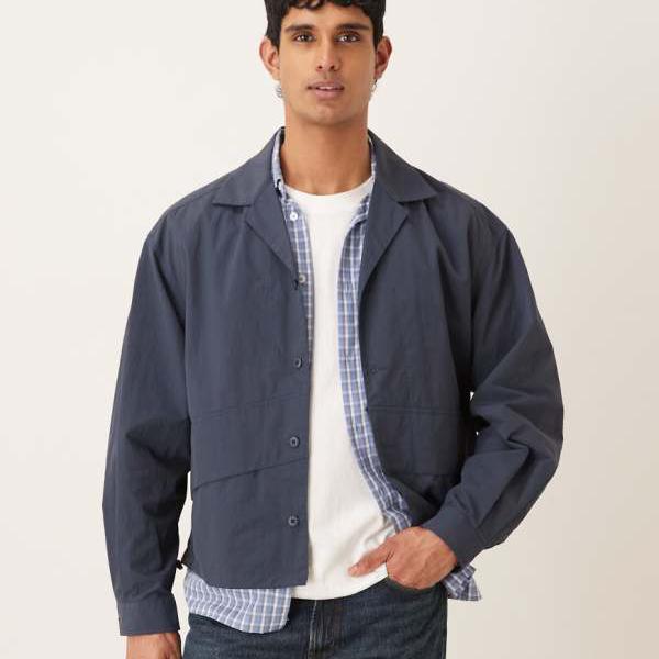 エイソス ASOS asos ASOS DESIGN 軽量ナイロンジャケット（ダークネイビー） アウター メンズ 男性 インポートブランド 小さいサイズから大きいサイズまで