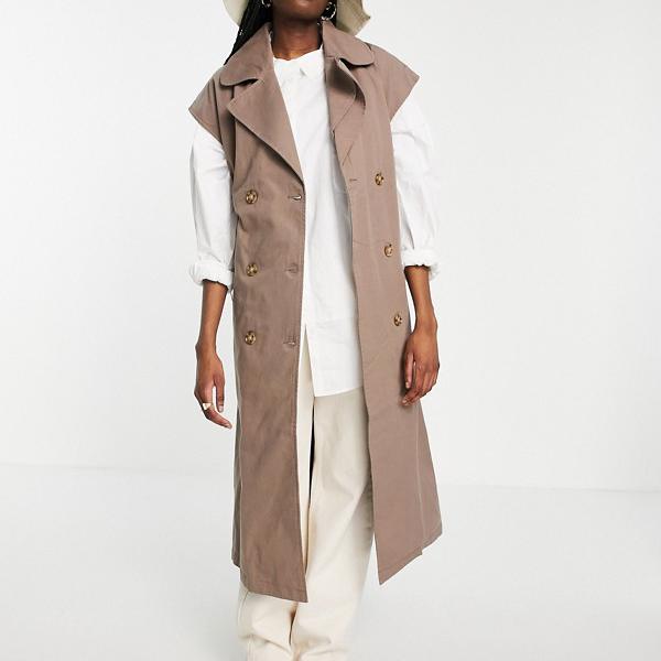 楽天市場 オブジェクト Object ブラウンのオブジェクトオーガニックコットンノースリーブトレンチコート アウター レディース 女性 インポート ブランド 小さいサイズから大きいサイズまで セレクトショップ Diva Closet
