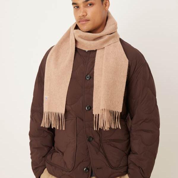 バブアーインターナショナル Barbour バブアー バブアーの無地ラムウールスカーフ（ライトブラウン） アクセサリー　メンズ 男性 インポートブランド