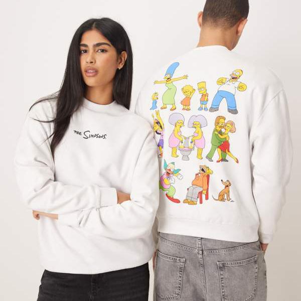 エイソス ASOS asos ASOS DESIGN ユニセックス リラックス スウェット シンプソンズ プリント ホワイト トップス レディース 女性 インポートブランド 小さいサイズから大きいサイズまで