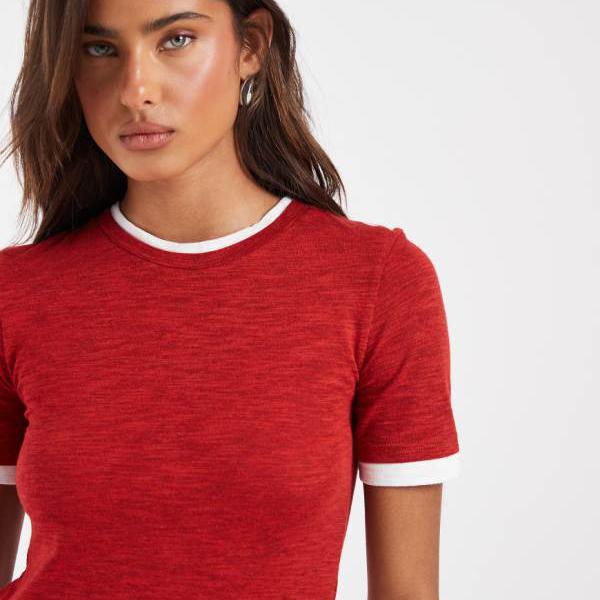 エイソス ASOS asos ASOS DESIGN 平板出どころの縮みプルオーバー（赤いこと、如何様物二重社会システム） トップス レディース お上さん インポートブランド たわい無い大きさから気が大きい大きさまで