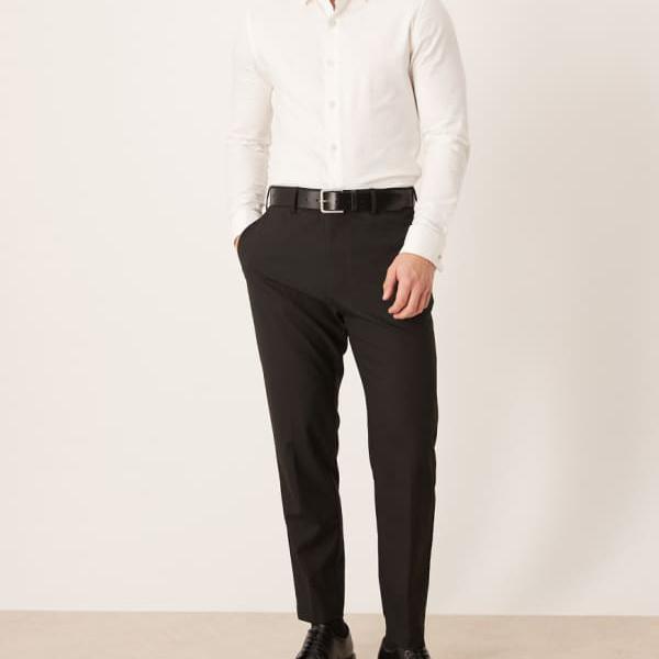 エイソス ASOS asos ASOS DESIGN スマートテーパードパンツ（ブラック） パンツ ボトム メンズ 男性 インポートブランド 小さいサイズから大きいサイズまで